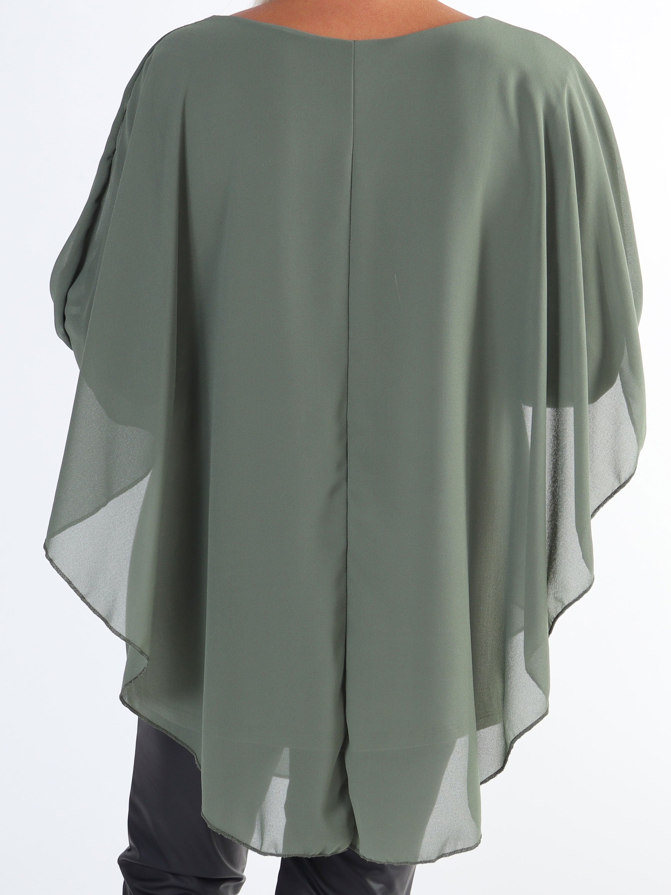 Kenya Shirt - Plus size tunika med chiffonlag
